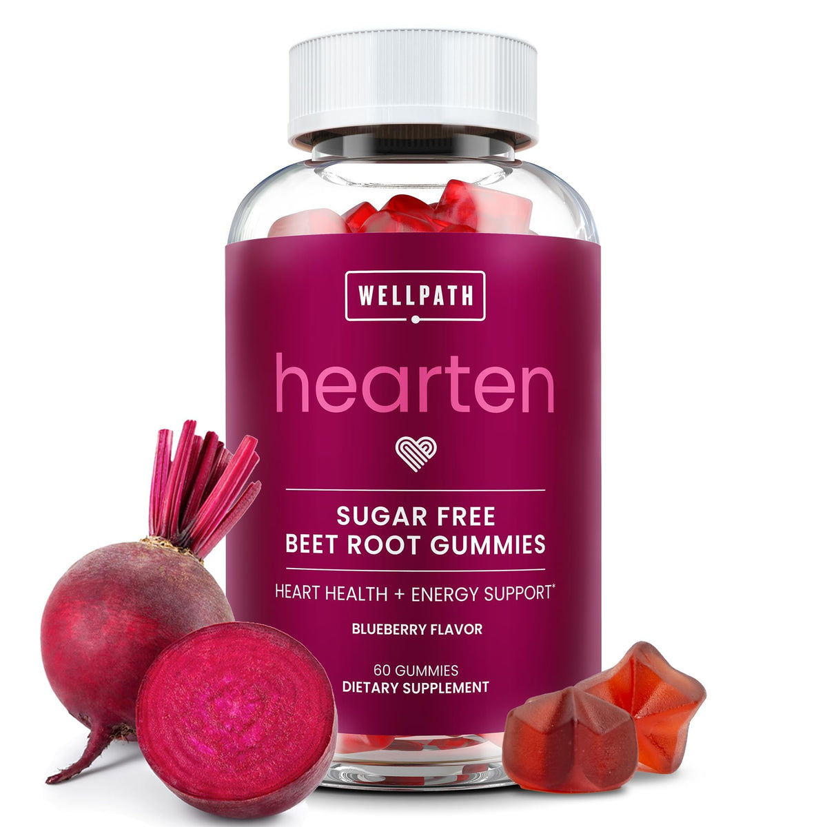 Sugar Free 1500 Mg Blueberry Flavor Beet Root Gummies 60 Ct J676