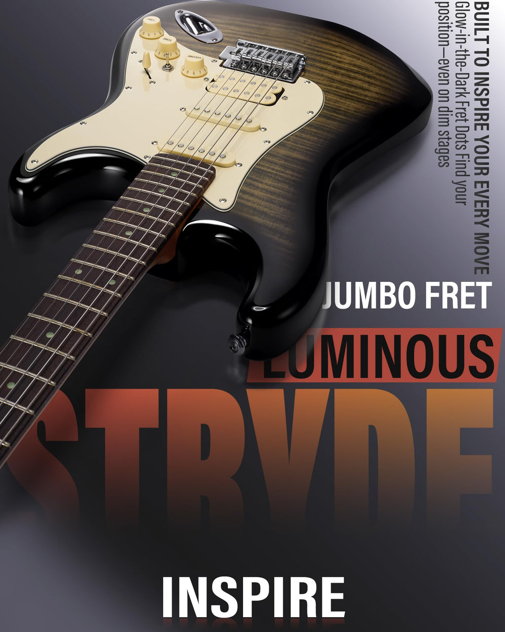 Beginner Electric Guitar Kit with 10W Amp, HSS Pickups, Gig Bag, Tuner, Strap, Picks, Black Y515738