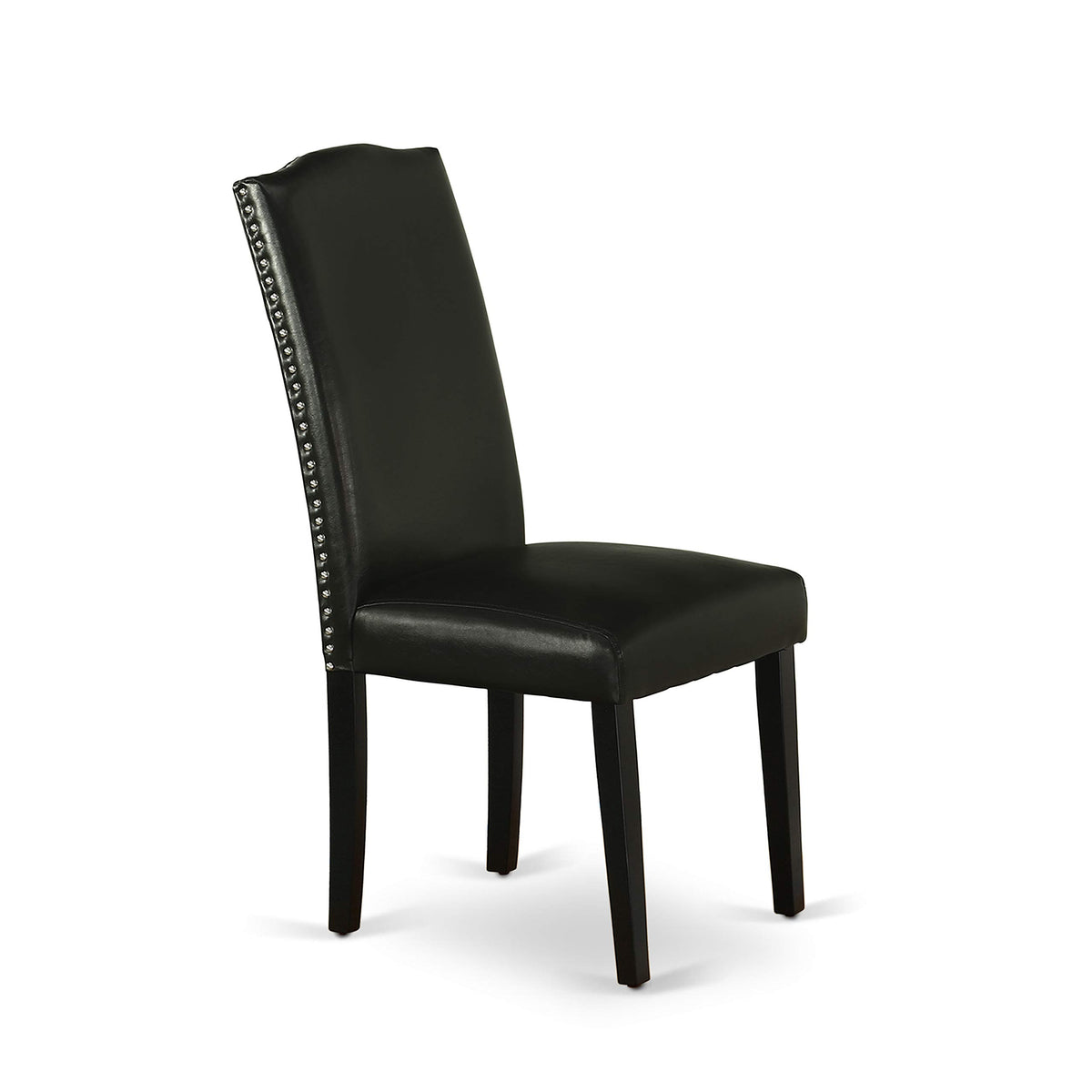 Black Faux Leather Padded Dining Chairs Set of 2 I2652