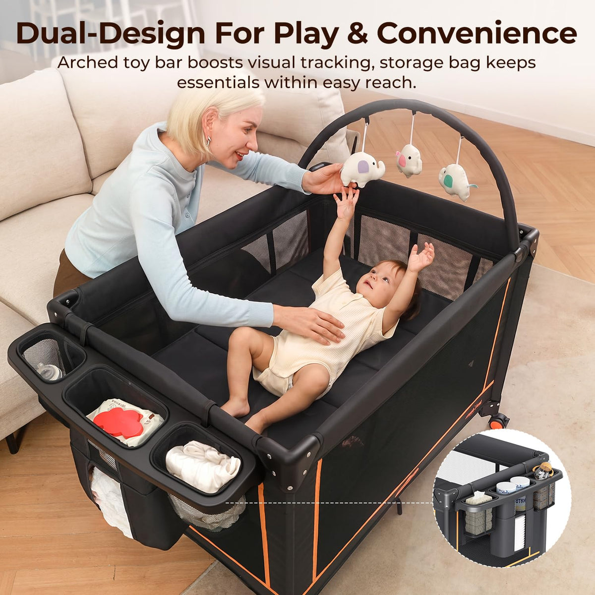 Portable Foldable Playard with Mattress and Storage Bag V8188