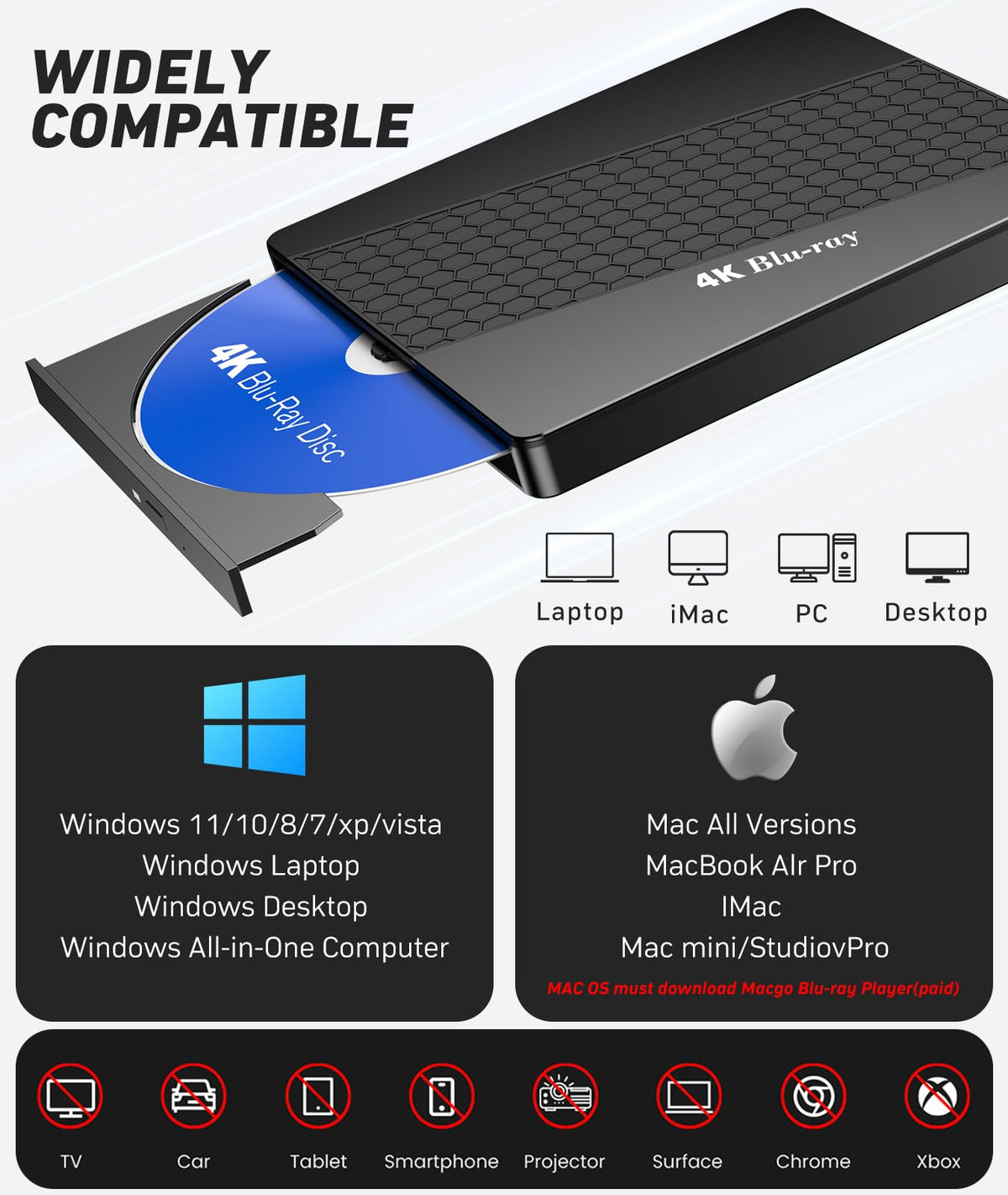 4k Blu Ray Drive with Carry Case J4352
