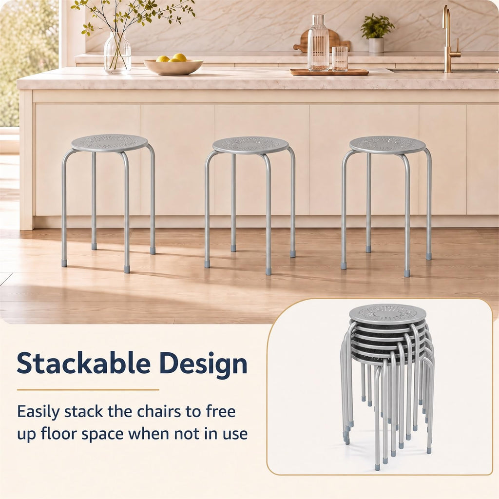 Grey Stackable School Stools 6-Pack U478480