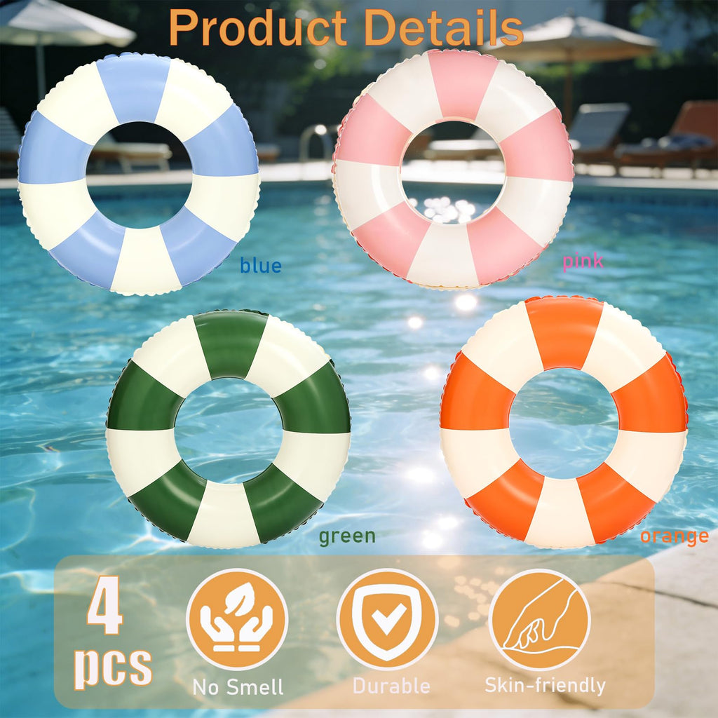 Large Inflatable Pool Float 36 Inch Striped Swim Rings L833