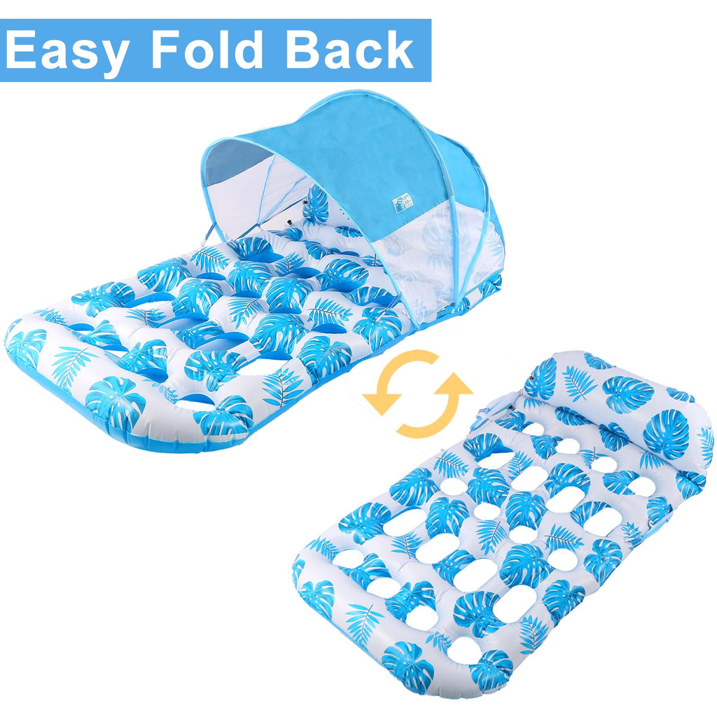 Inflatable Pool Float with UPF 50+ Sunshade Canopy J536