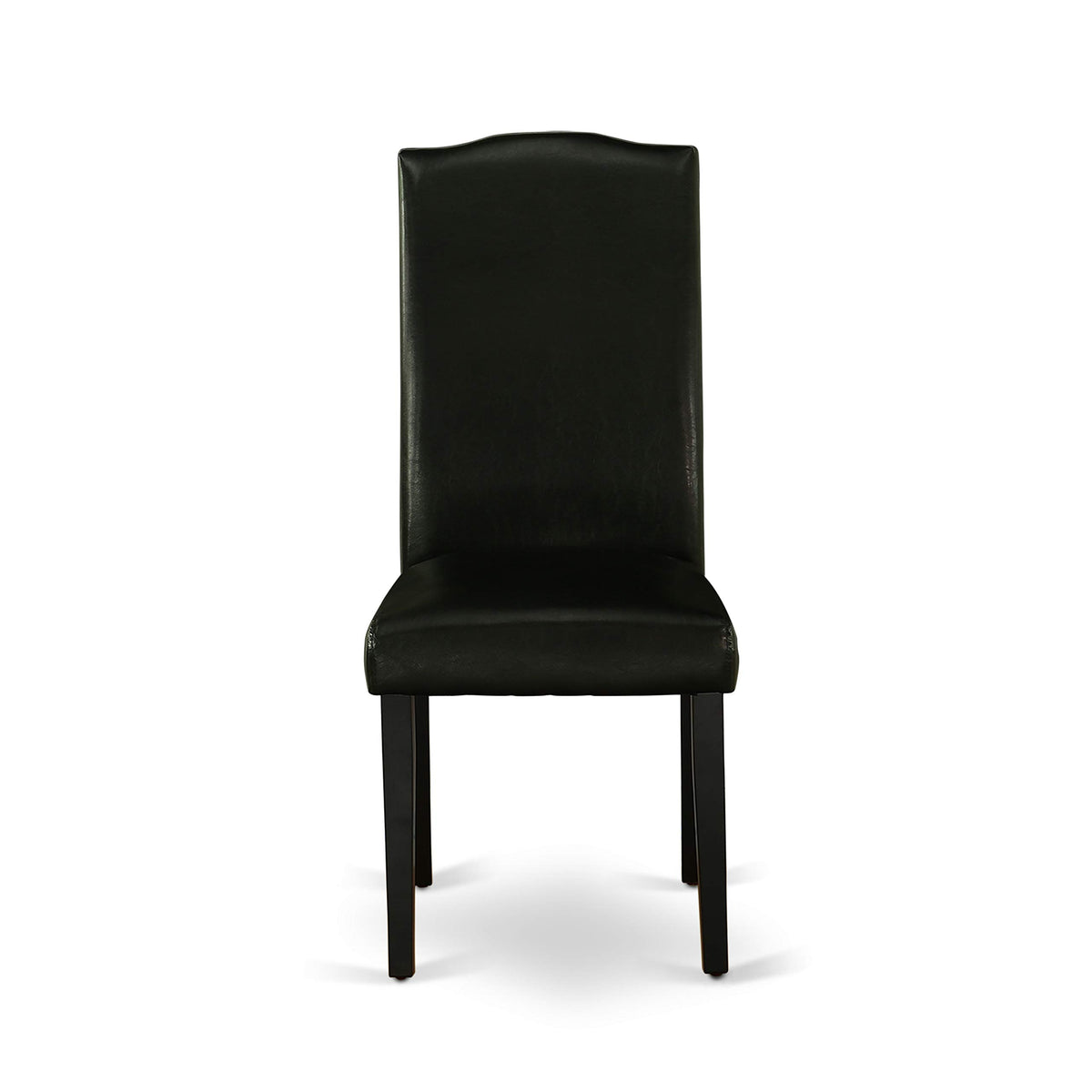 Black Faux Leather Padded Dining Chairs Set of 2 I2652