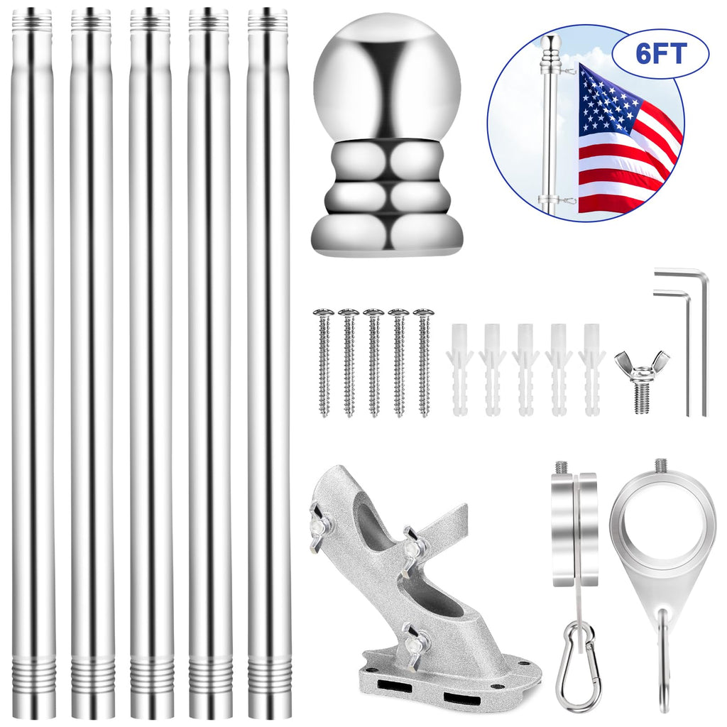 6 FT Stainless Steel Spinning Flag Pole N2580