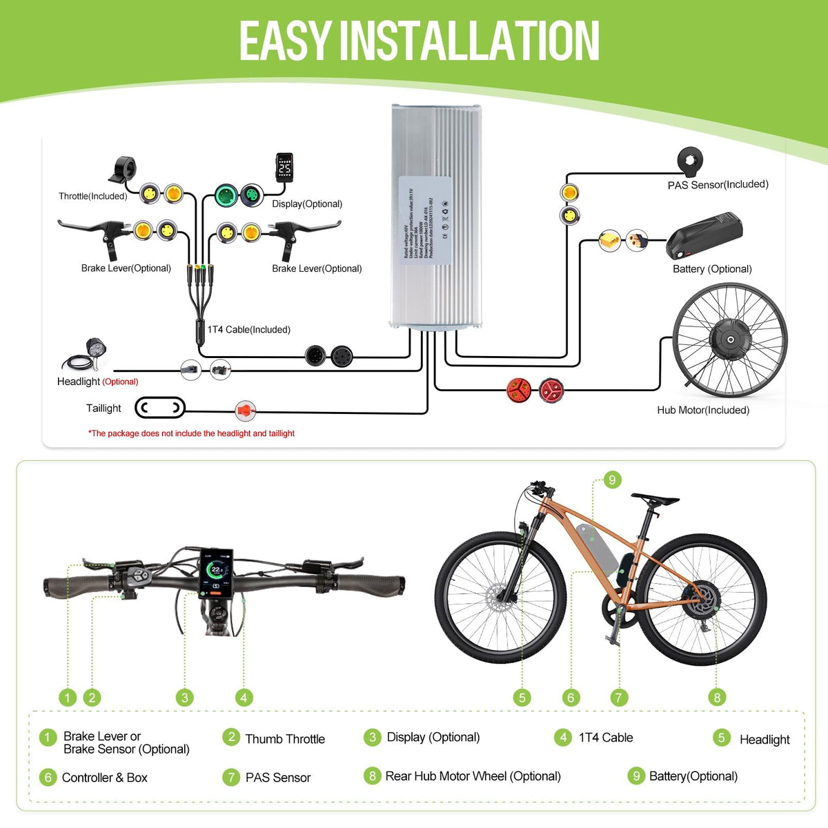 20" 26" 1000W Fat Tire Ebike Conversion Kit T87535