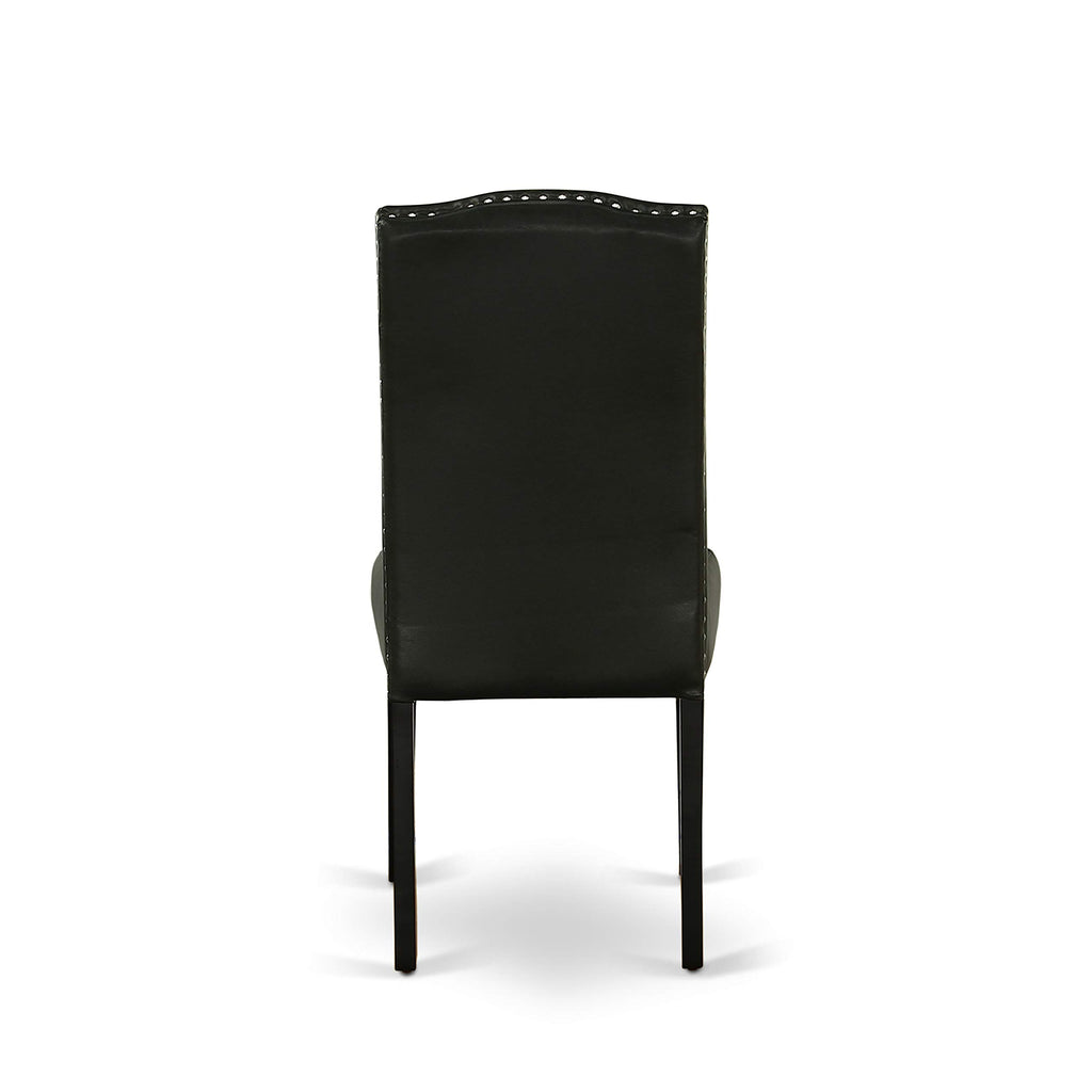 Black Faux Leather Padded Dining Chairs Set of 2 I2652