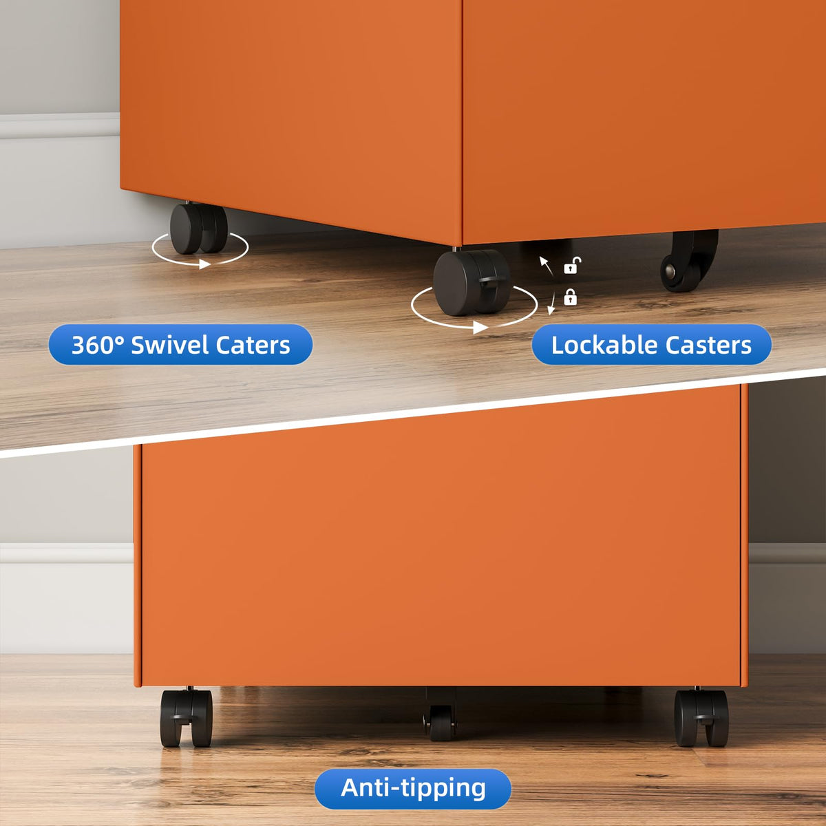 3 Drawer Metal Rolling File Cabinet G2556