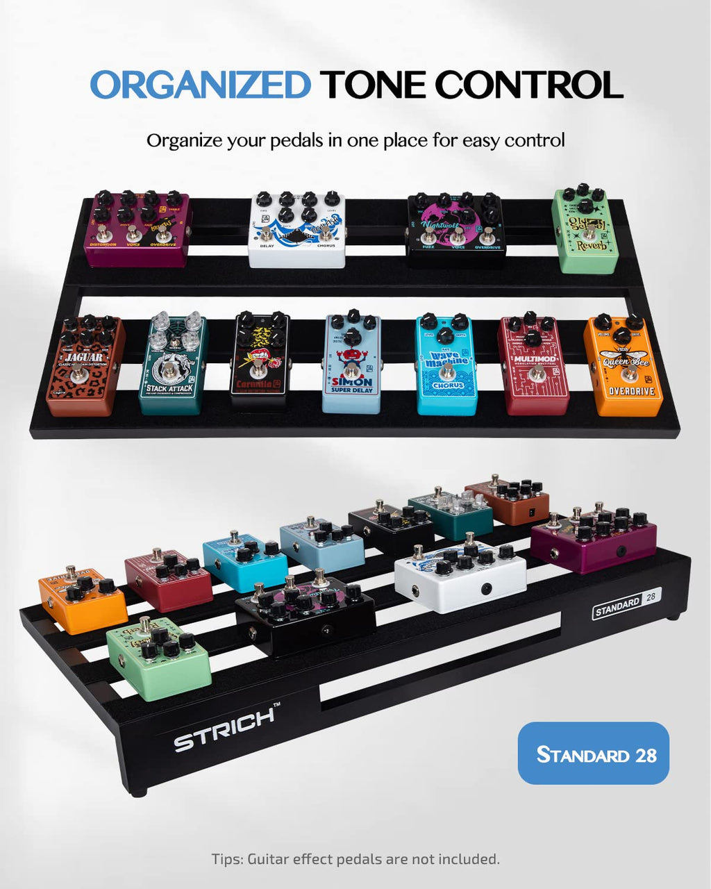Aluminum Alloy Lightweight 28'' x 13.78'' Extra Large Guitar Pedal Board with Carry Bag H294500