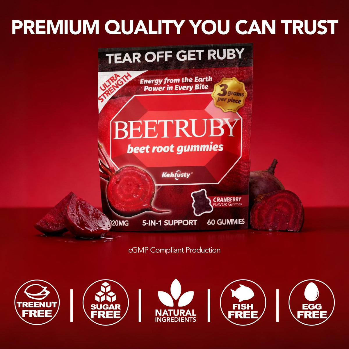 Nitric Oxide Beet Root Gummies, 60 ct W518