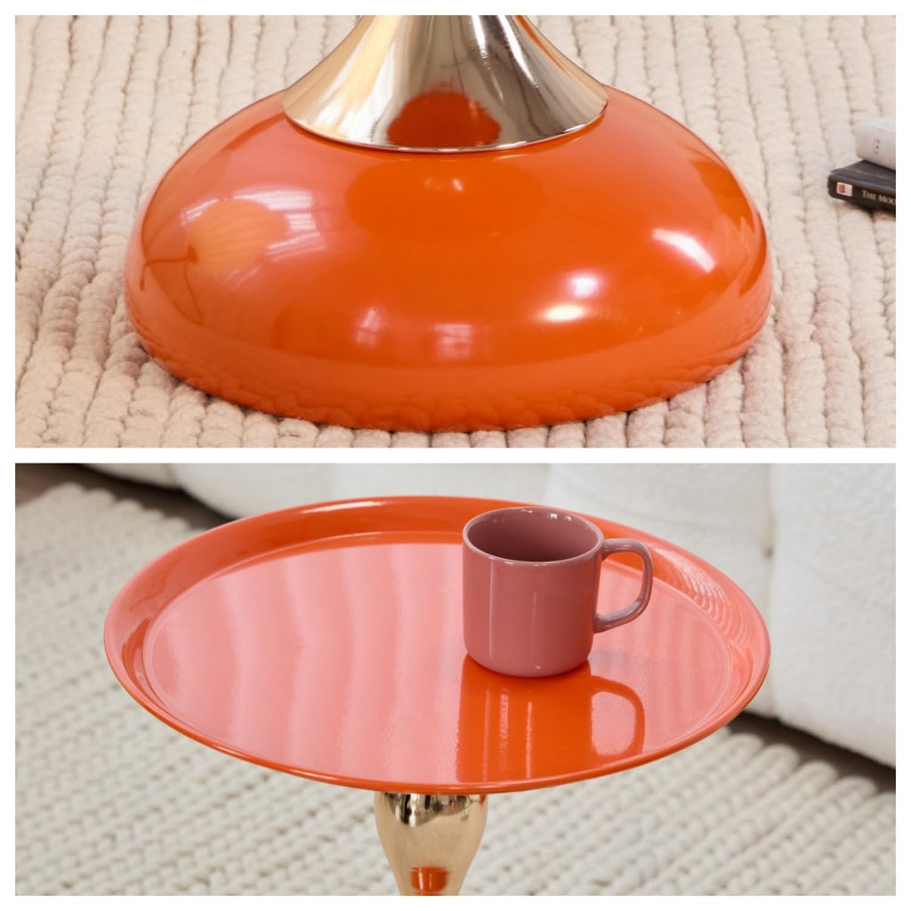 2-Pack Hourglass Side Table Orange Glossy Accent Table M4466