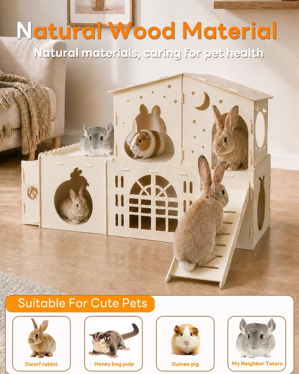 2-Story Wooden Rabbit House T54960