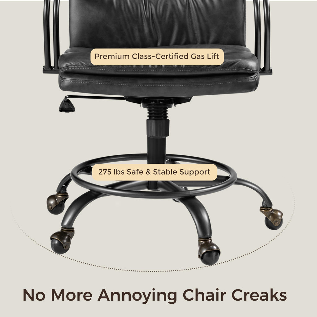Mid-Century Faux Leather Office Chair with Ball Casters M647