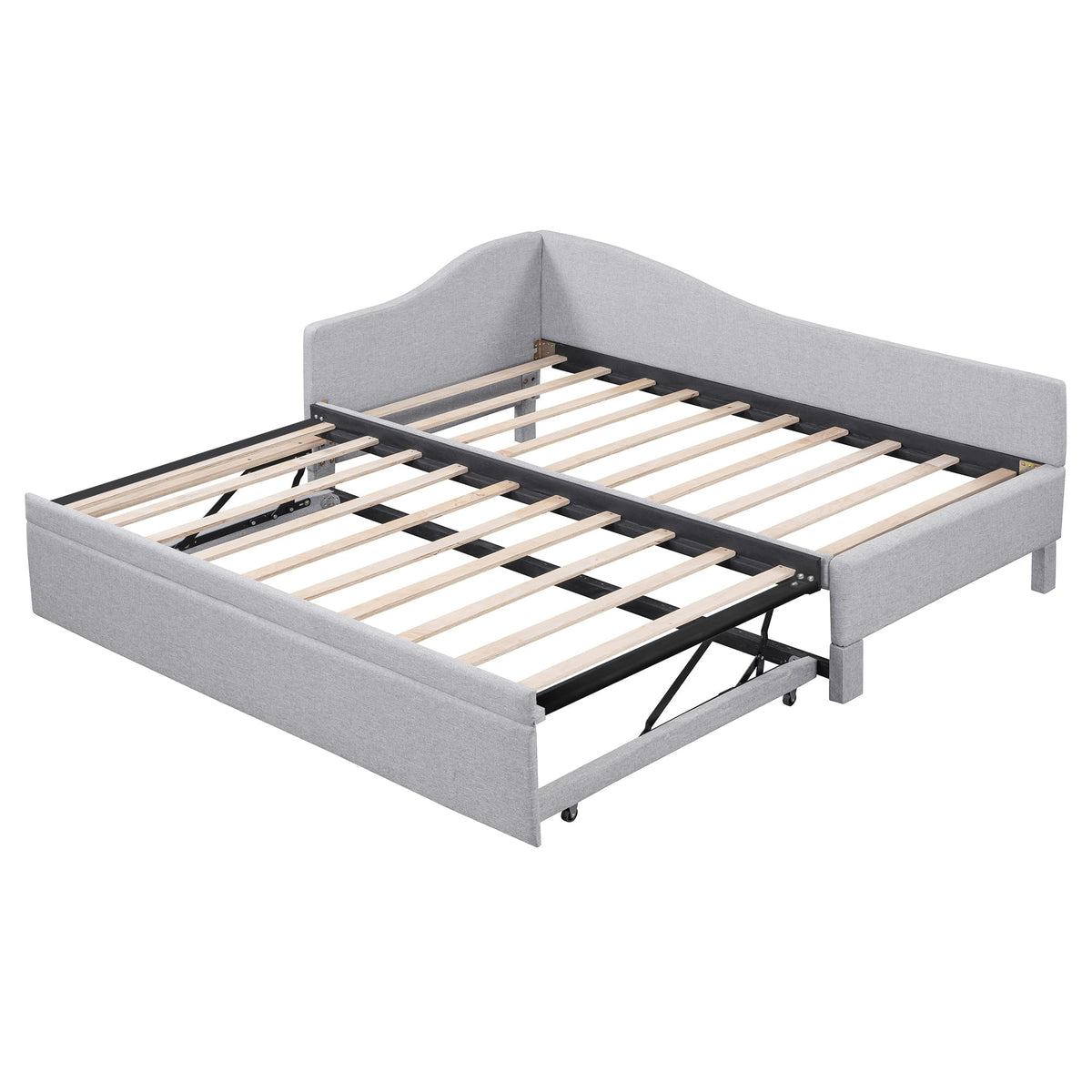 Twin Size Linen Upholstered Daybed with Pop up Trundle B9335