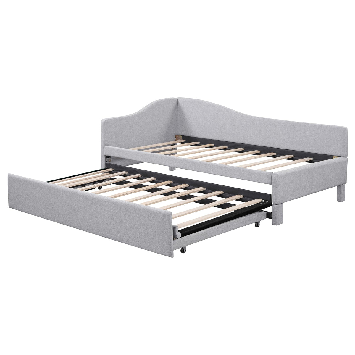 Twin Size Linen Upholstered Daybed with Pop up Trundle B9335