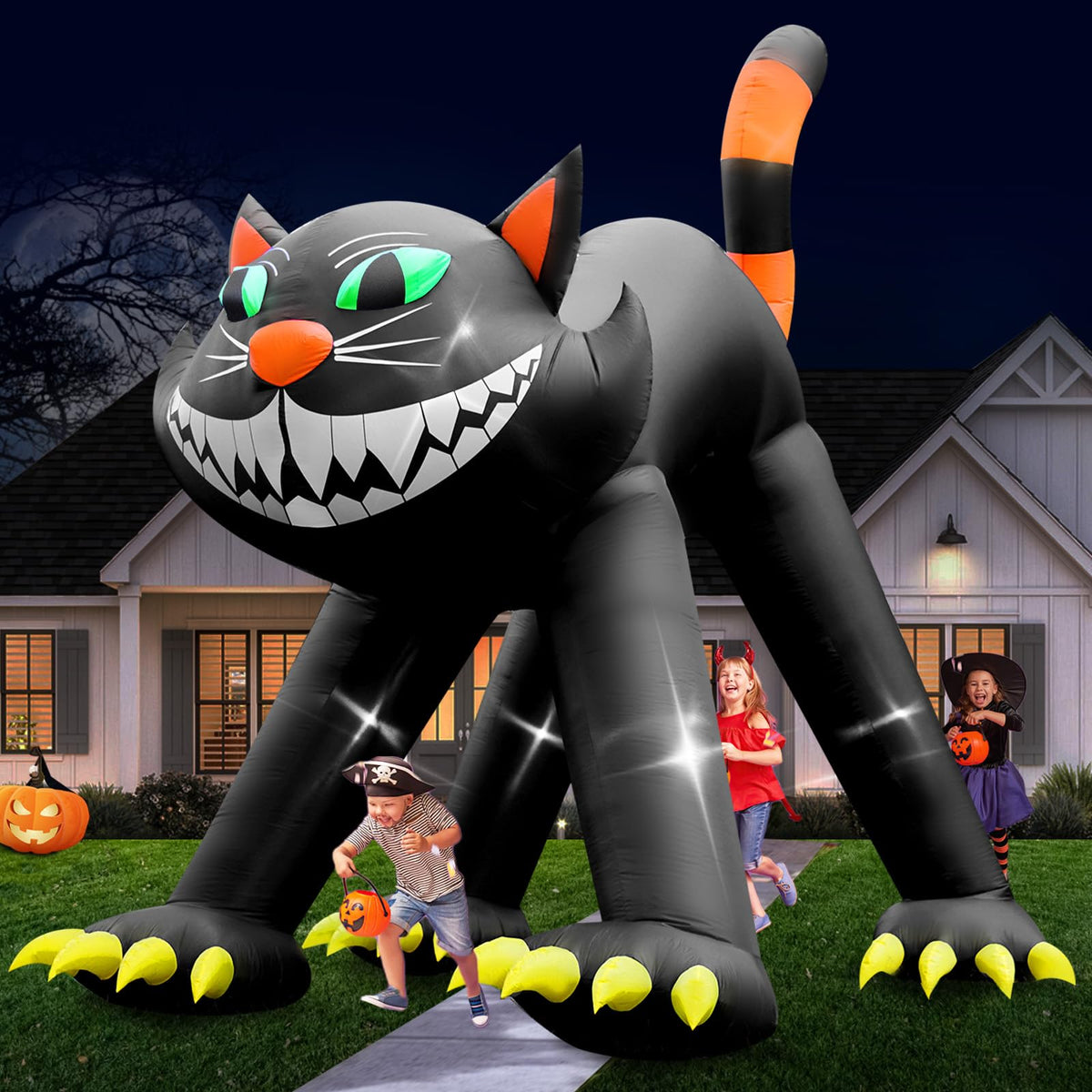 14FT Inflatable Black Cat Halloween Decoration with 7 LED Z3681