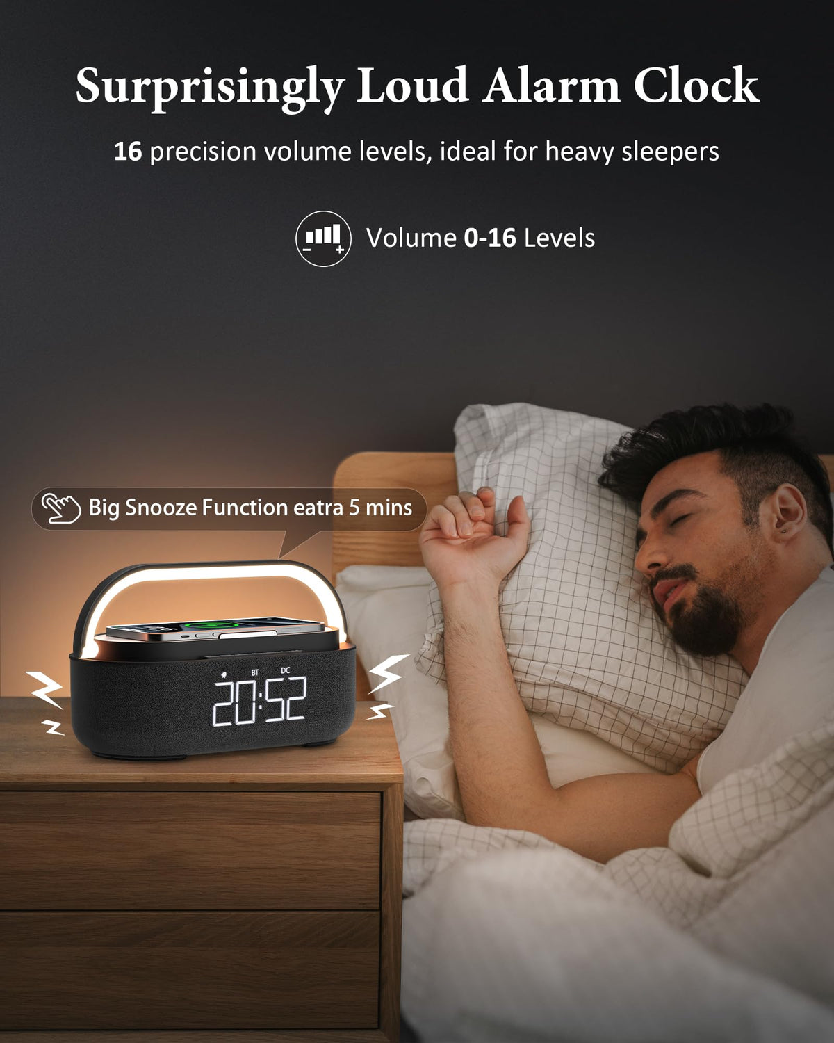 Bluetooth Speaker with Wireless Charger FM Radio LED Light H821147
