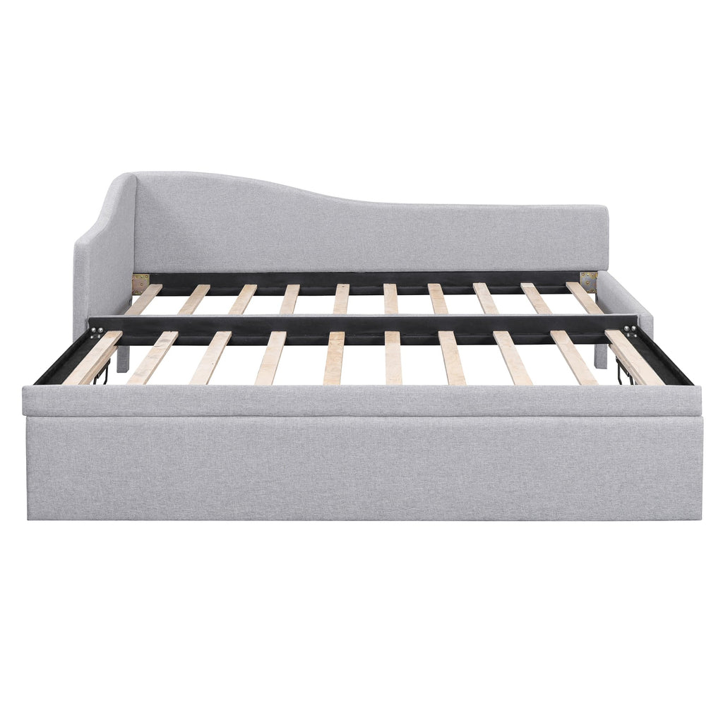 Twin Size Linen Upholstered Daybed with Pop up Trundle B9335