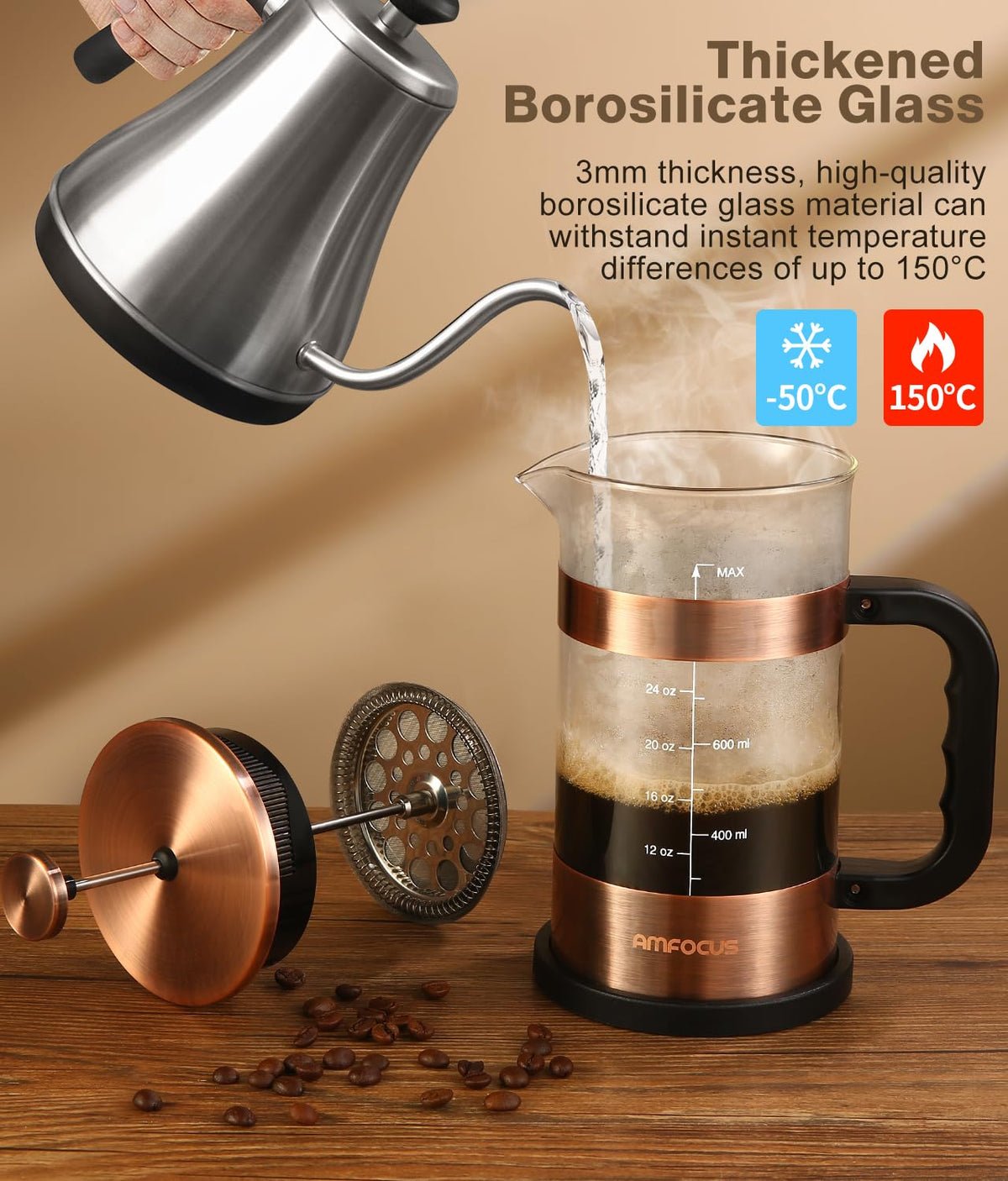 34 Ounce Stainless Steel French Press Coffee Maker N500588