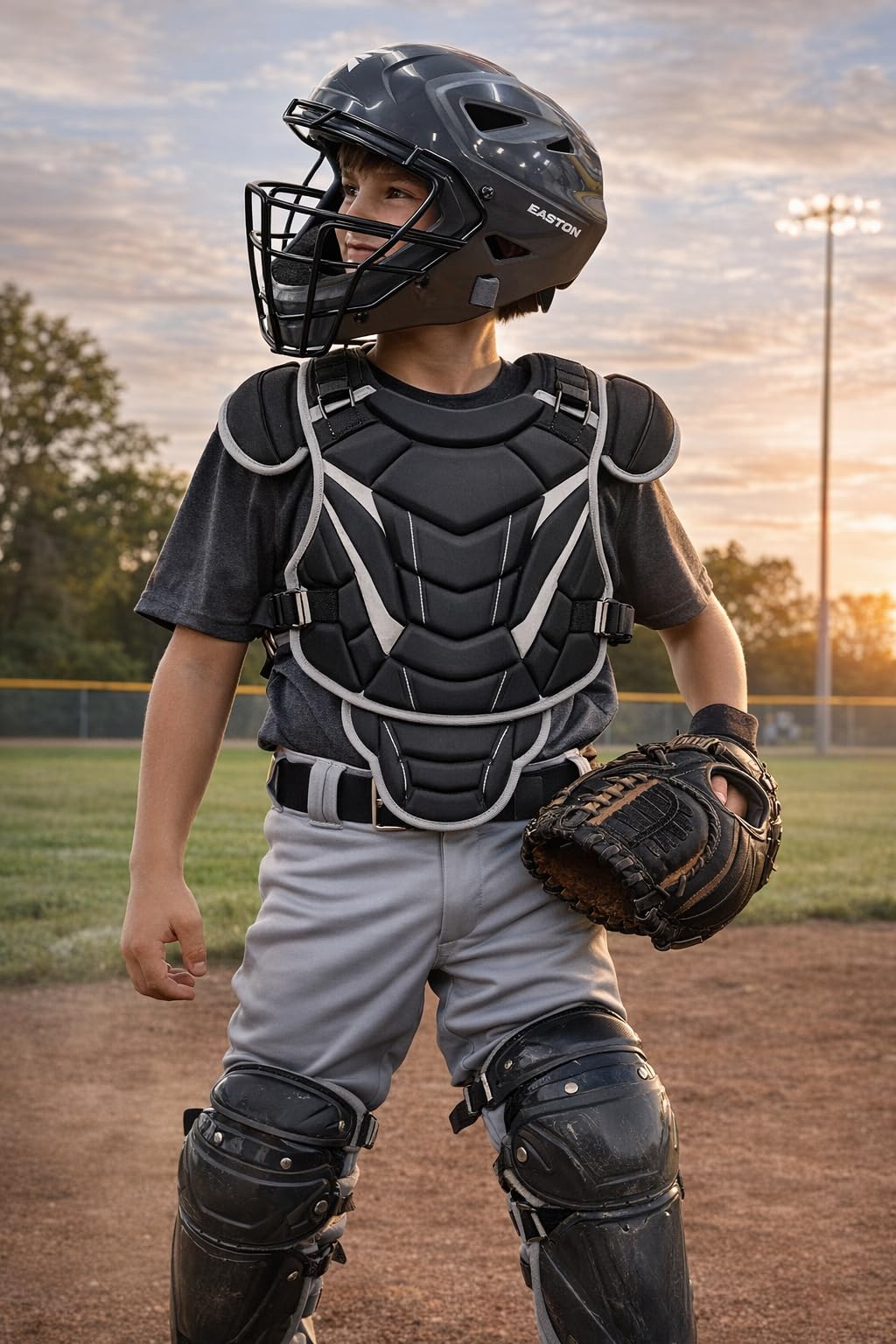 Black Youth Catcher's Set with Helmet, Chest Protector & Leg Guards Q457117