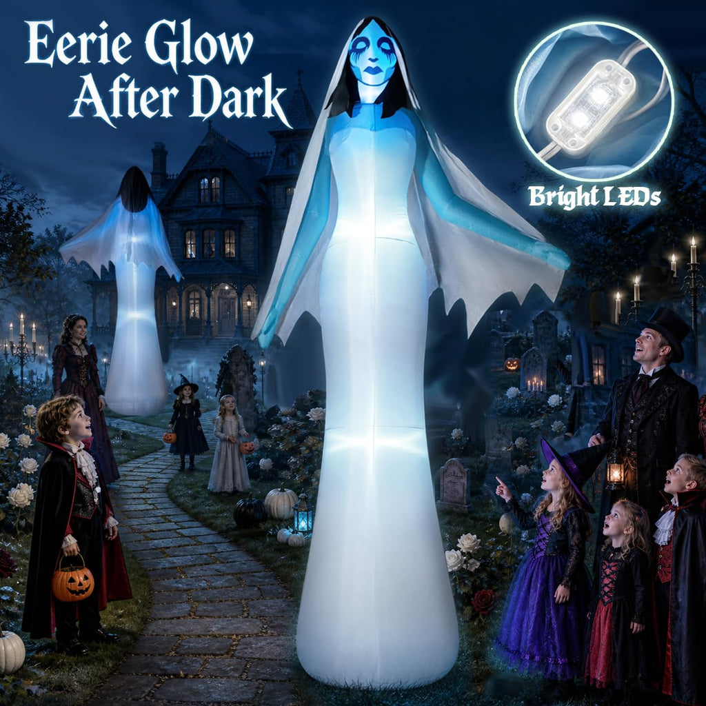 12FT Halloween Inflatable Ghost Bride with Blue LEDs L5774