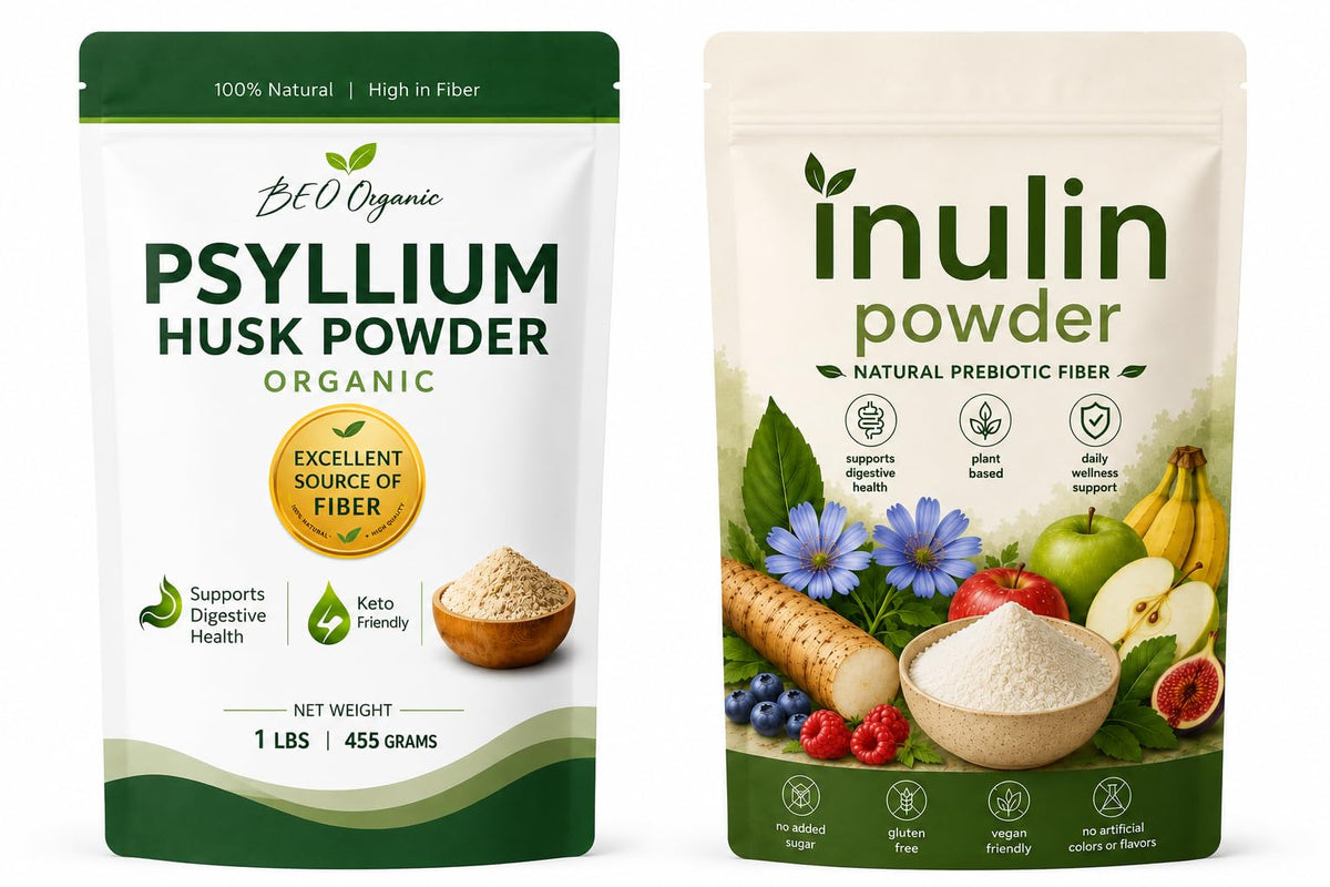 Organic Psyllium Husk Powder and Inulin Powder 2 Pack 1 lb Unflavored R26167