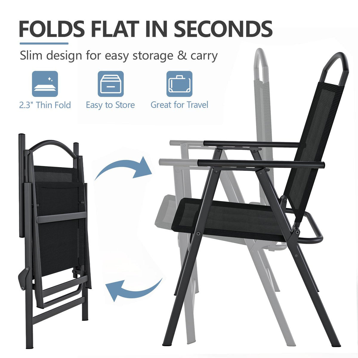 Folding Outdoor Chairs Set of 2 Black G223687