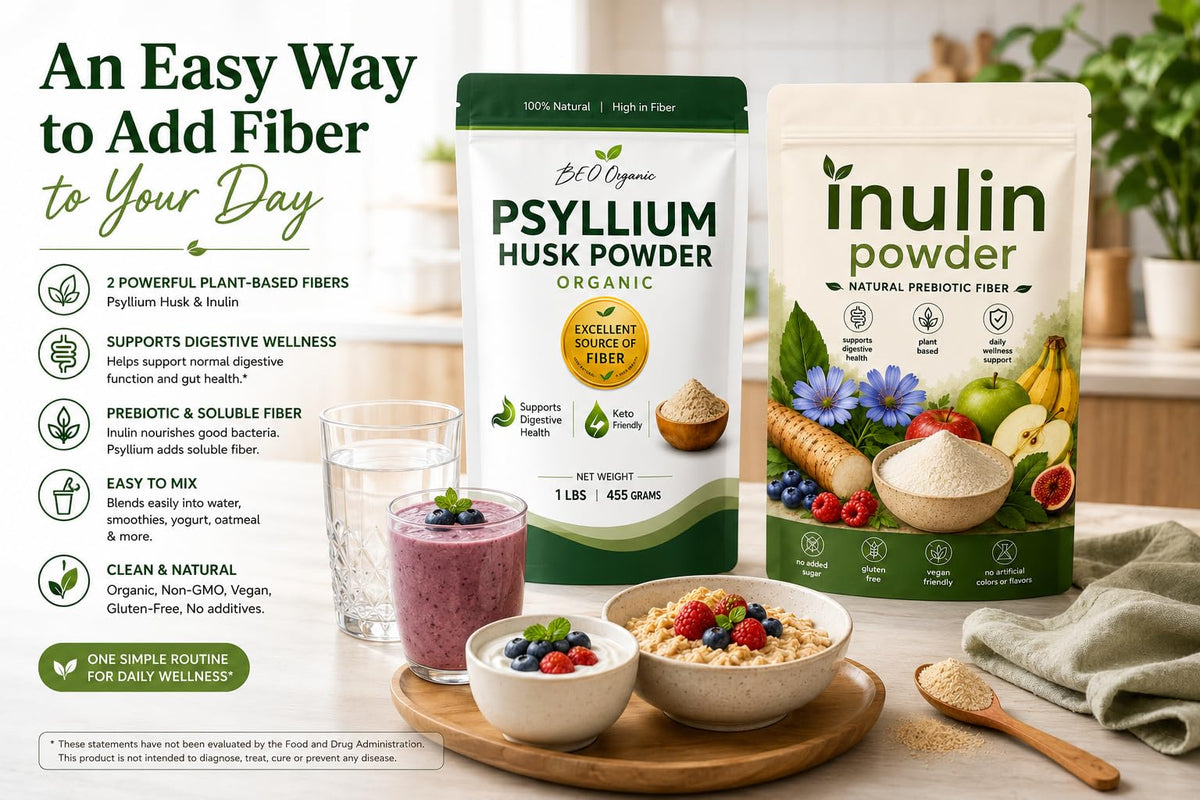 Organic Psyllium Husk Powder and Inulin Powder 2 Pack 1 lb Unflavored R26167