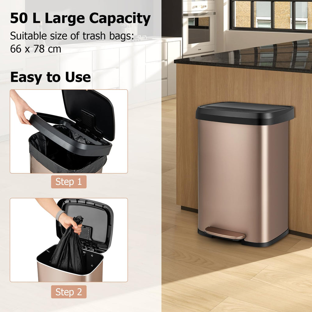 50L Stainless Steel Recycling Pedal Bin P504816