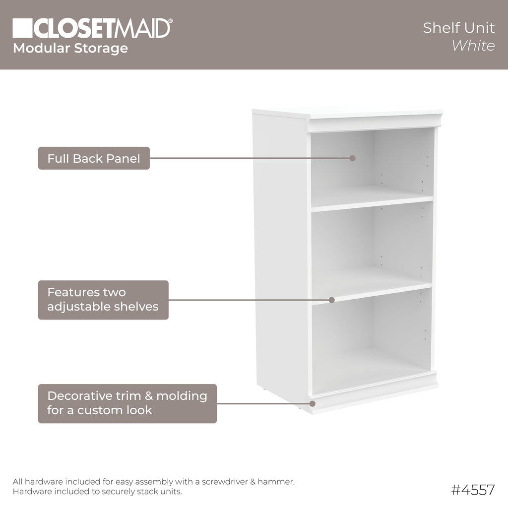 White Modular Storage Shelf Unit with 3 Shelves K657002