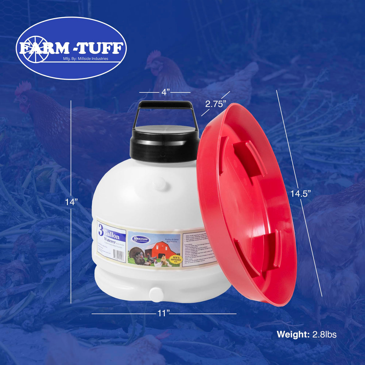 3 Gallon BPA-Free Plastic Hanging Chicken Waterer Y38494