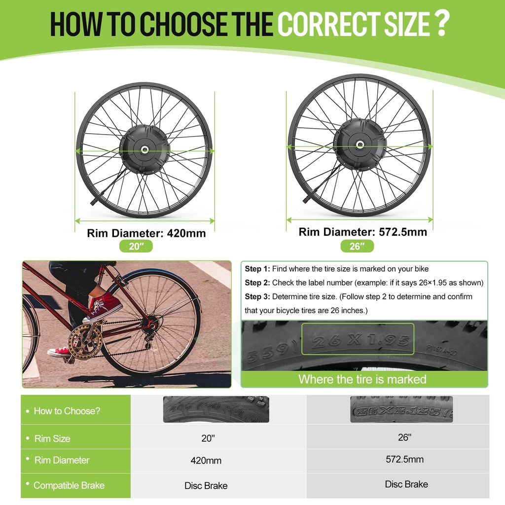 20" 26" 1000W Fat Tire Ebike Conversion Kit T87535