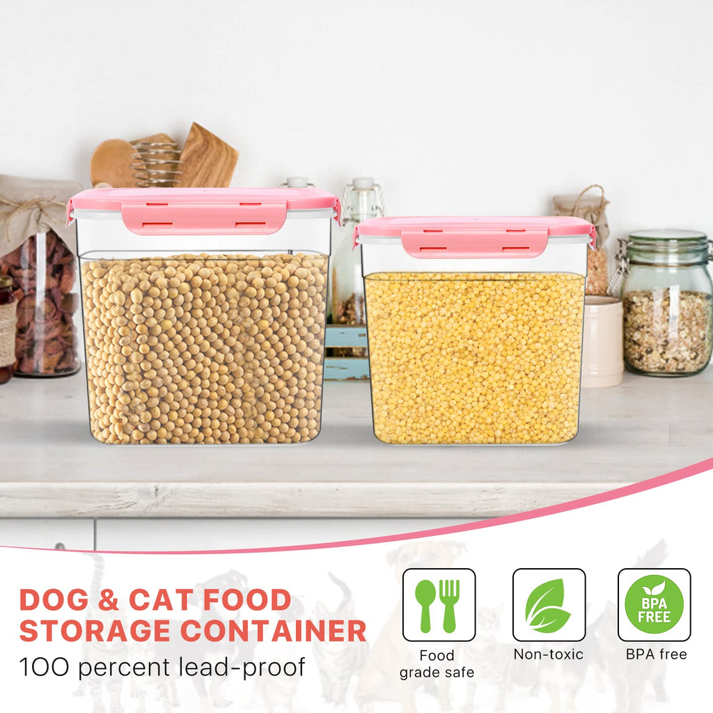 3 Pieces Plastic Pet Food Storage Containers with Spoon N1269