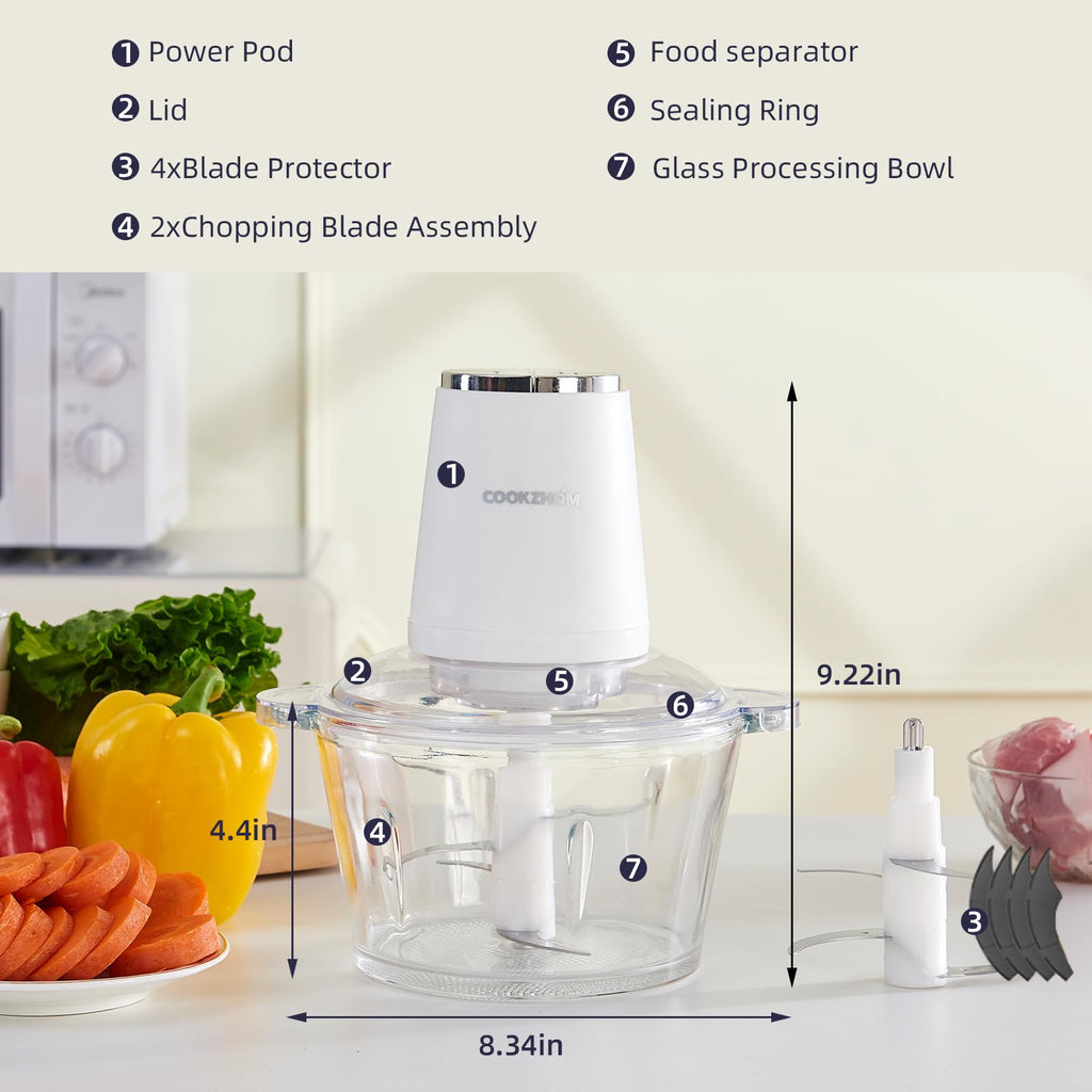 500W Stainless Steel 8-Cup Glass Bowl Food Processor R140407