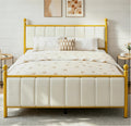 Gold Full Size Bed Frame with Headboard and Under Bed Storage E141