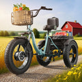 Electric Tricycle 960W Peak 36V 15AH Battery 20"*4" Fat Tire 3 Wheel Folding W502
