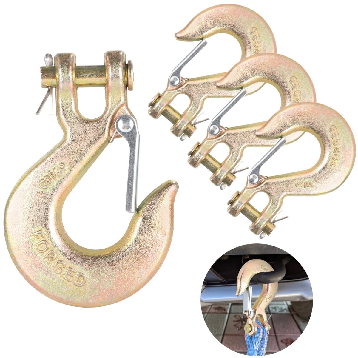 3/8-Inch Grade 70 Steel Clevis Slip Hooks 4-Pack Q75620