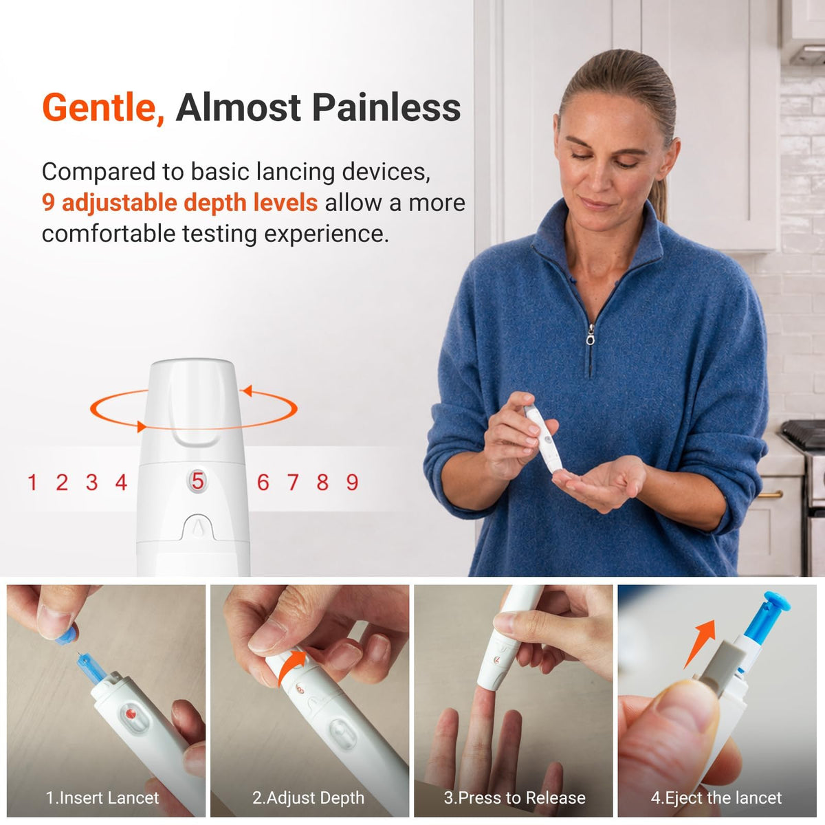 Wireless Smart Glucose Monitor Kit, 100 Strips & 100 Lancets K613707