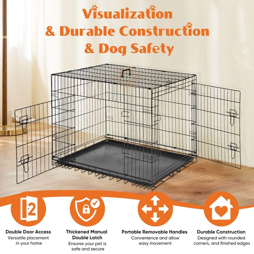 36 Inch Metal Dog Crate Kennel with Divider Panel H286
