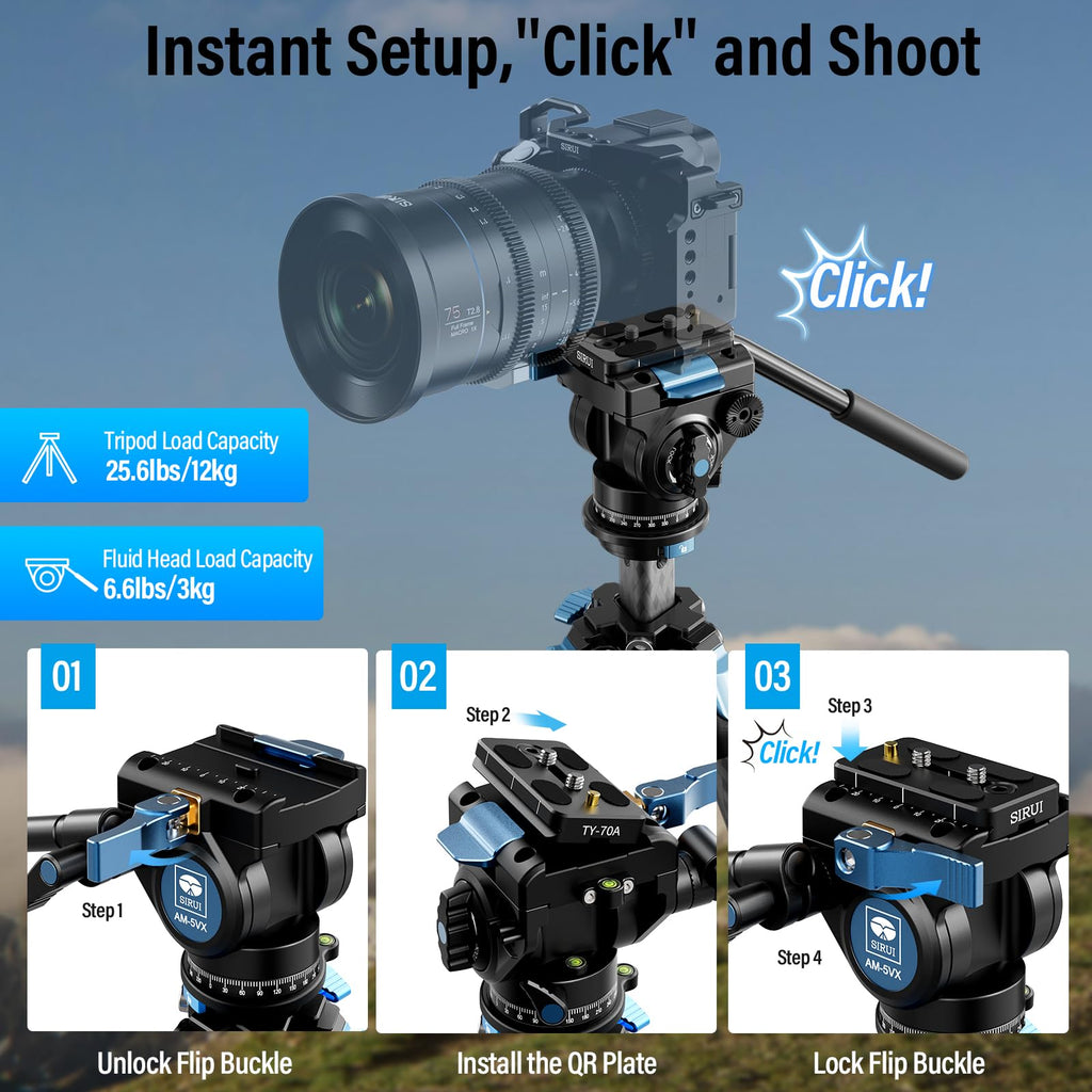 Carbon Fiber Camera Tripod with Fluid Head S789050