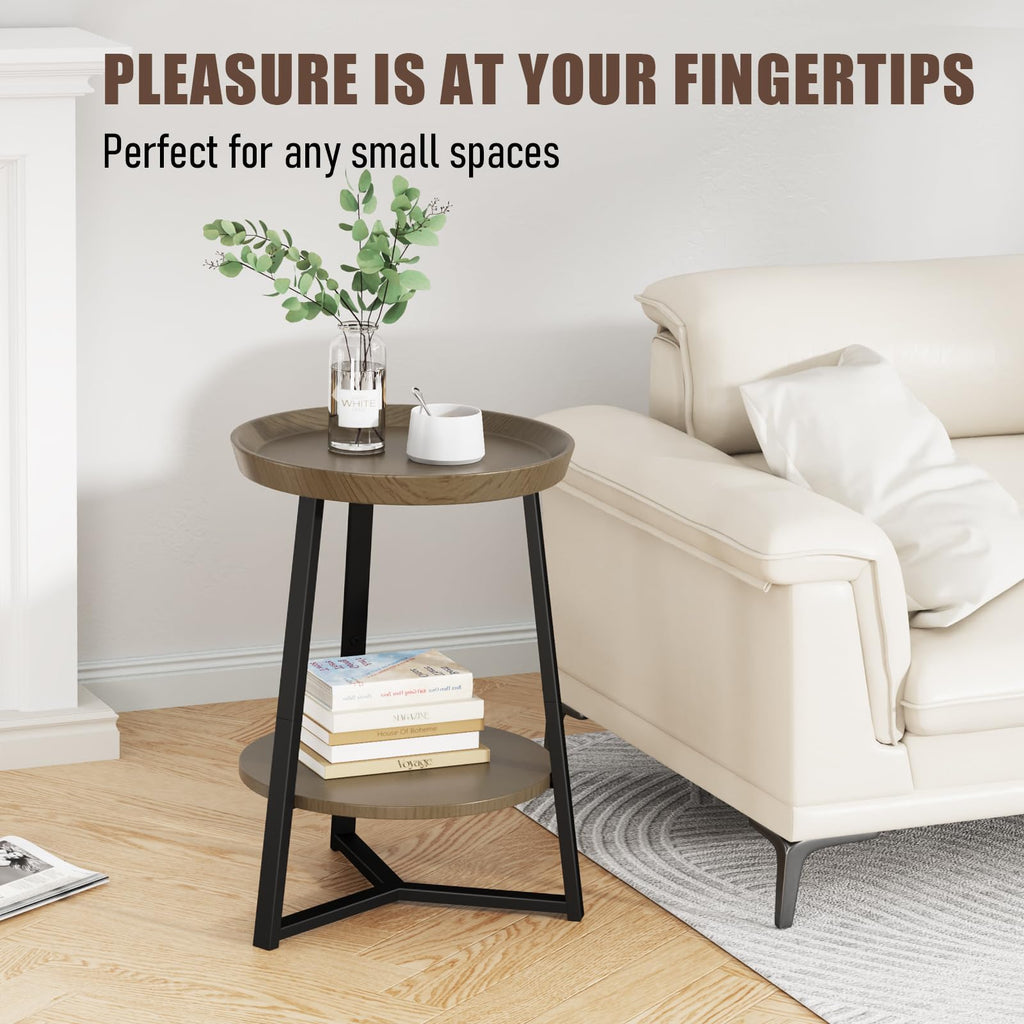 Round 2 Tier End Table with Storage Shelf J6864
