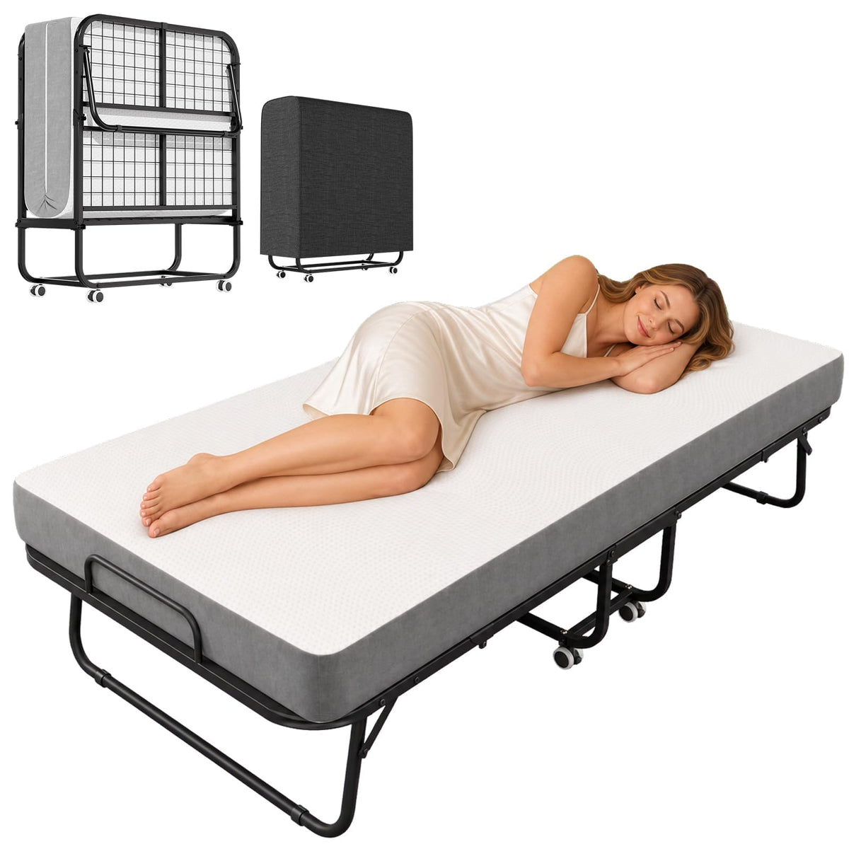 Folding Bed with Mattress Q31732