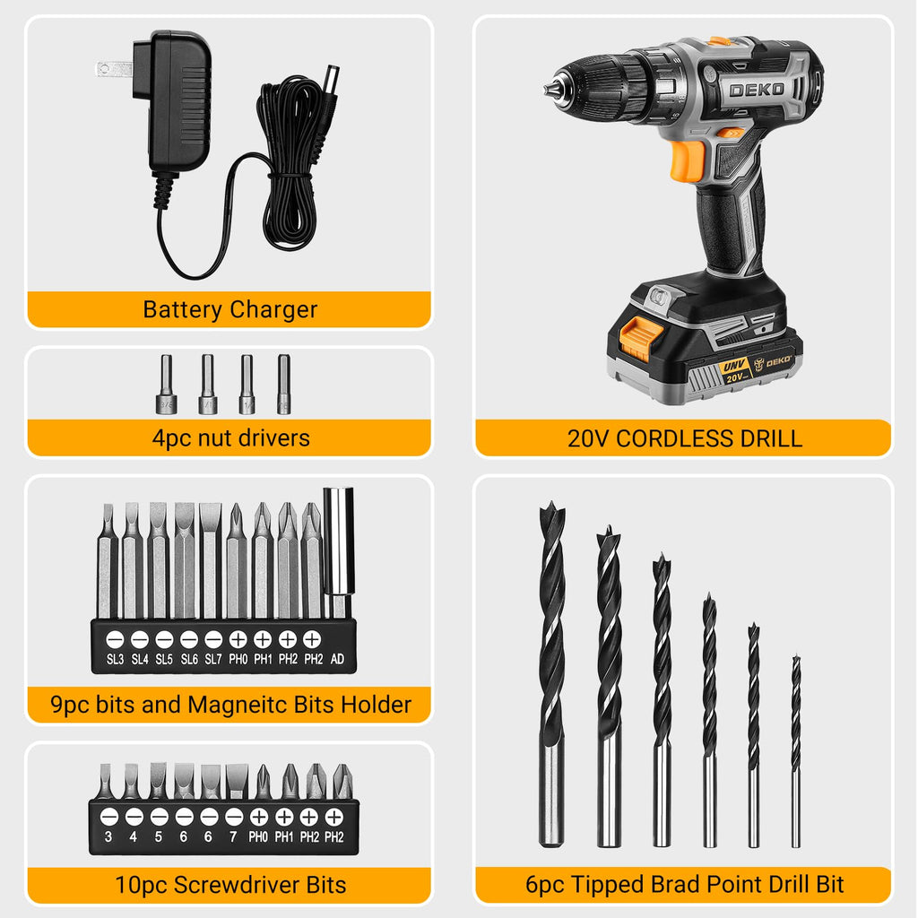 Cordless Drill 20V with Battery and Charger S4682