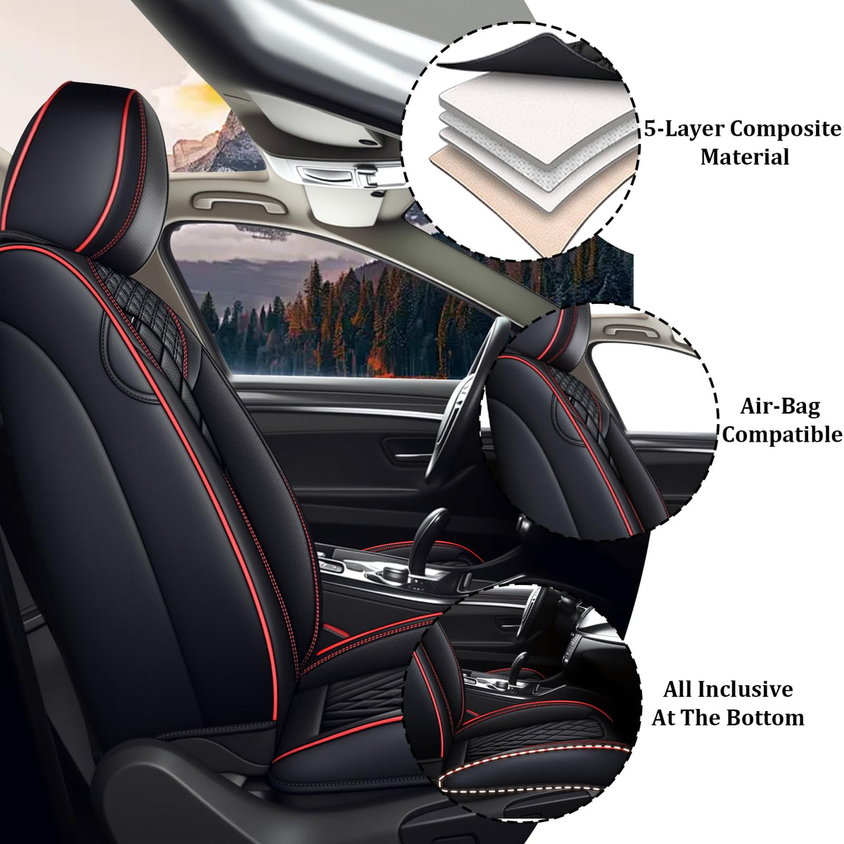 Waterproof Nappa Leather Full Set Car Seat Covers R966180