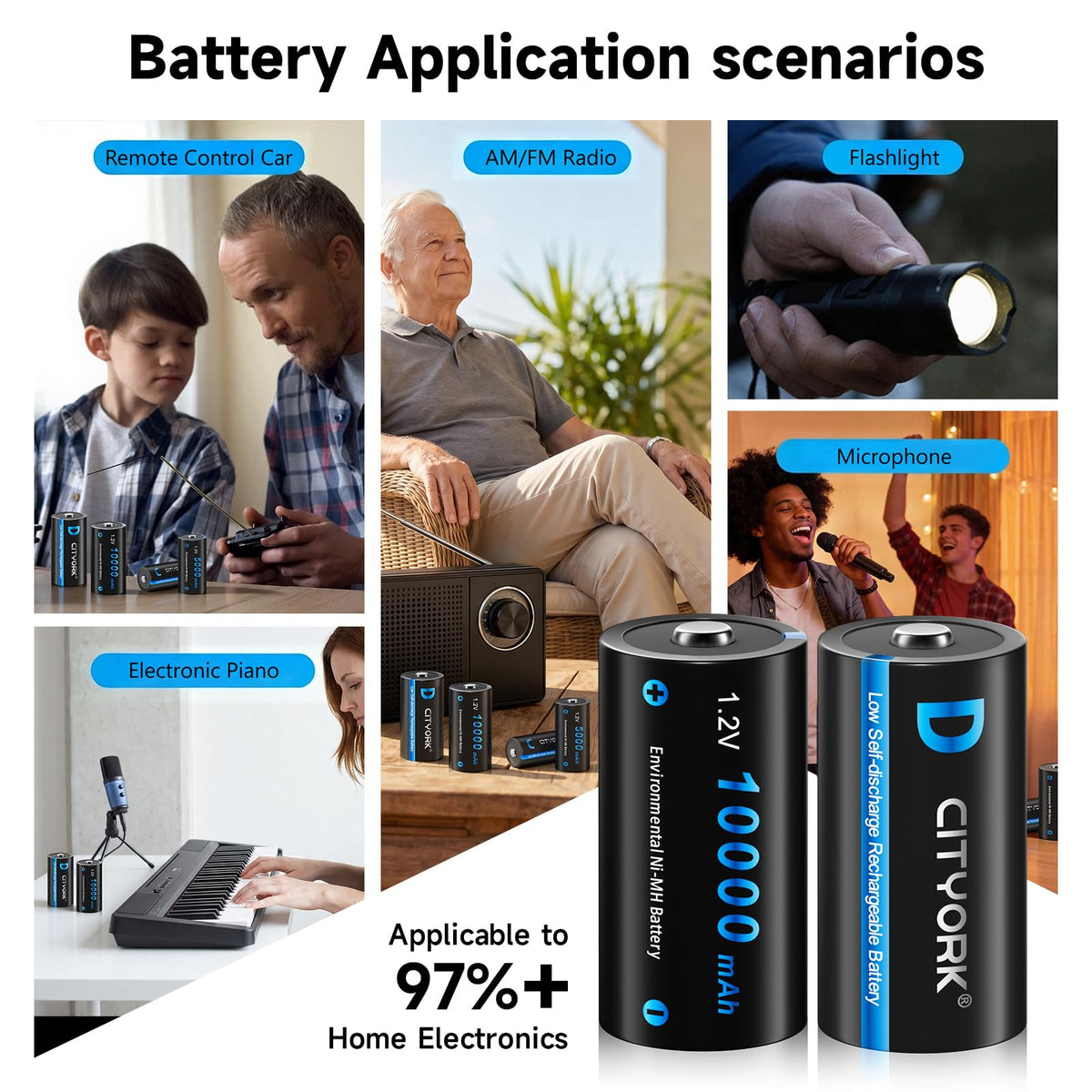4 Pack Rechargeable D Batteries with Charger E1735