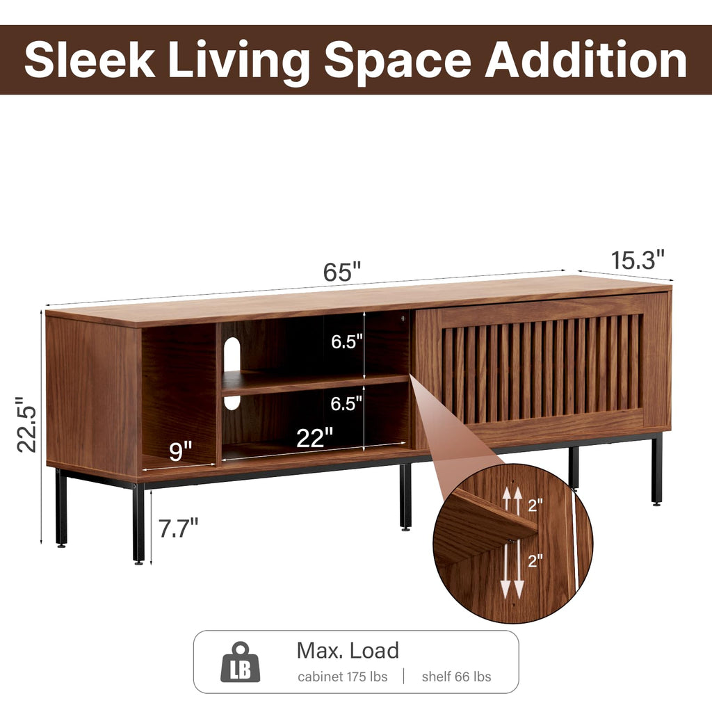 Farmhouse TV Stand for 65-70 Inch TVs with Sliding Barn Door D22995