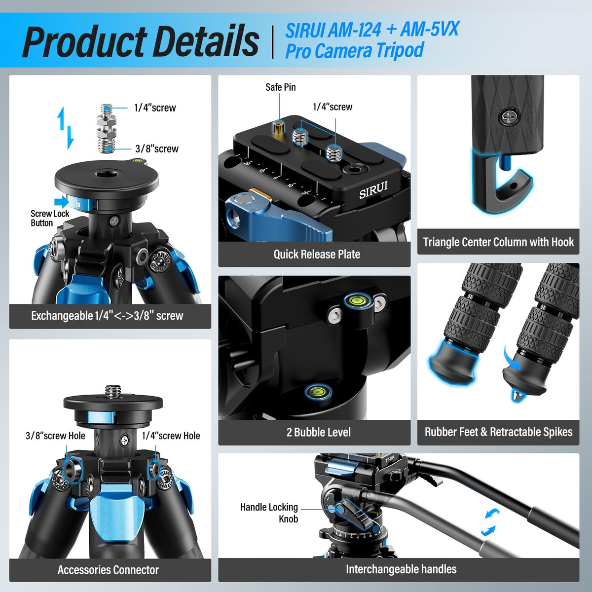 Carbon Fiber Camera Tripod with Fluid Head S789050