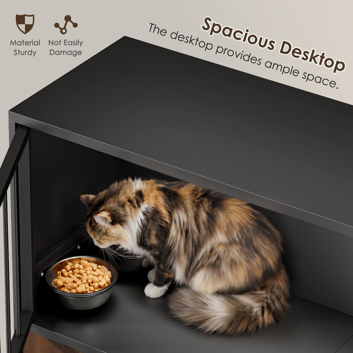 Black Metal Cat Feeding Cabinet B116181