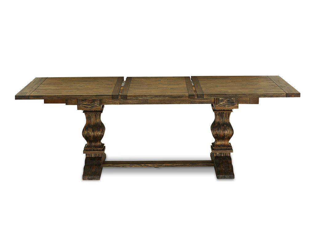 9 Piece Walnut Dining Table Set with 8 Grey Linen Chairs I600